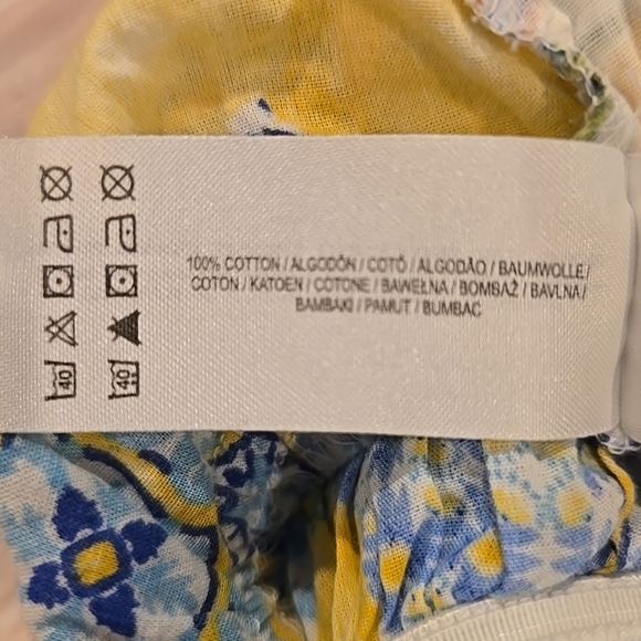 Primark Women’s Yellow Blue Multicolor Crop Top Blouse Short Sleeves Size US 12. - Picture 7 of 10